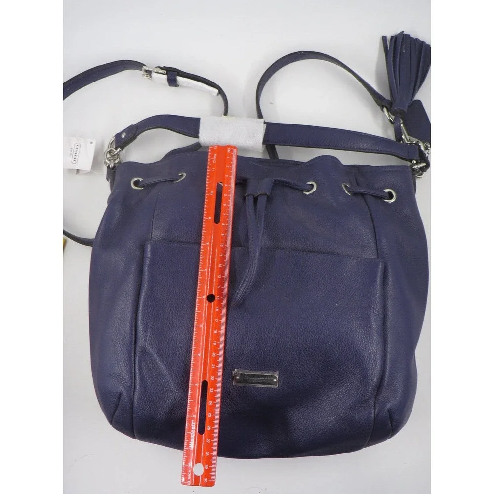 NWT Coach Indigo Pebbled Leather‎ Handbag Draw Hobo MSRP $358.00